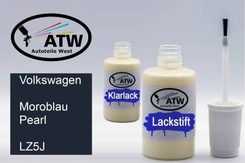 Volkswagen, Moroblau Pearl, LZ5J: 20ml Lackstift + 20ml Klarlack - Set, von ATW Autoteile West.